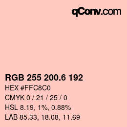 カラーコード: RGB 255 200.6 192 | qconv.com