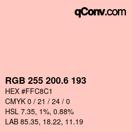 カラーコード: RGB 255 200.6 193 | qconv.com