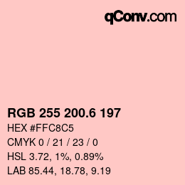 カラーコード: RGB 255 200.6 197 | qconv.com
