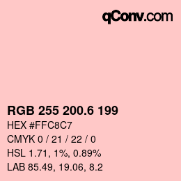 カラーコード: RGB 255 200.6 199 | qconv.com