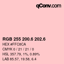 カラーコード: RGB 255 200.6 202.6 | qconv.com
