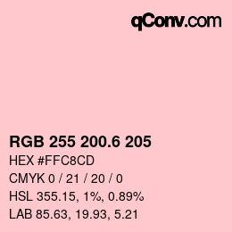 カラーコード: RGB 255 200.6 205 | qconv.com