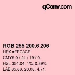 カラーコード: RGB 255 200.6 206 | qconv.com