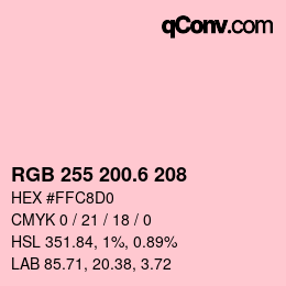 カラーコード: RGB 255 200.6 208 | qconv.com