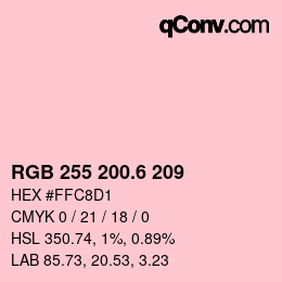 カラーコード: RGB 255 200.6 209 | qconv.com