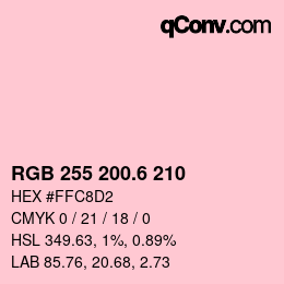 カラーコード: RGB 255 200.6 210 | qconv.com