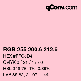 カラーコード: RGB 255 200.6 212.6 | qconv.com