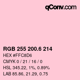 カラーコード: RGB 255 200.6 214 | qconv.com
