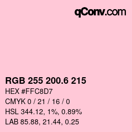 カラーコード: RGB 255 200.6 215 | qconv.com
