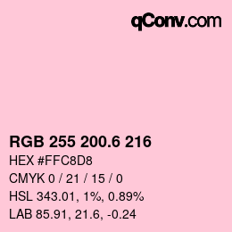 カラーコード: RGB 255 200.6 216 | qconv.com