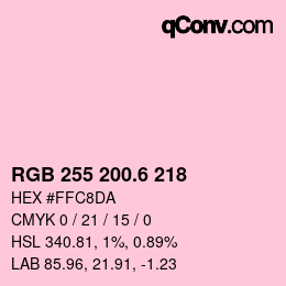 カラーコード: RGB 255 200.6 218 | qconv.com