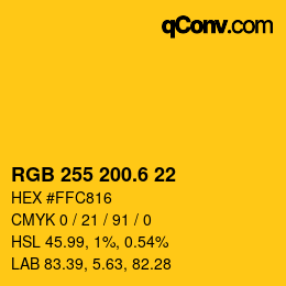カラーコード: RGB 255 200.6 22 | qconv.com