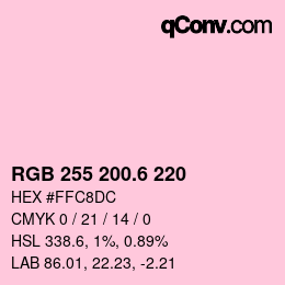 カラーコード: RGB 255 200.6 220 | qconv.com