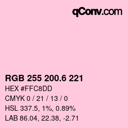 カラーコード: RGB 255 200.6 221 | qconv.com