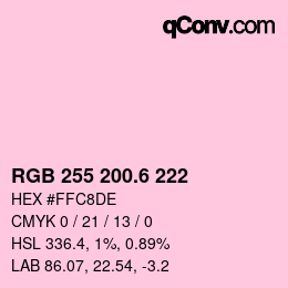 カラーコード: RGB 255 200.6 222 | qconv.com