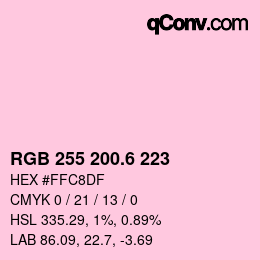 カラーコード: RGB 255 200.6 223 | qconv.com