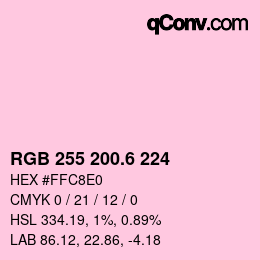 カラーコード: RGB 255 200.6 224 | qconv.com