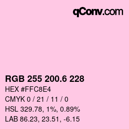カラーコード: RGB 255 200.6 228 | qconv.com