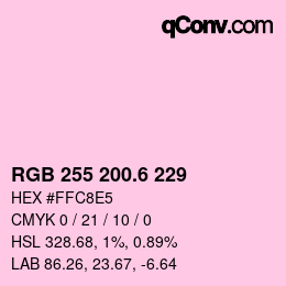 カラーコード: RGB 255 200.6 229 | qconv.com