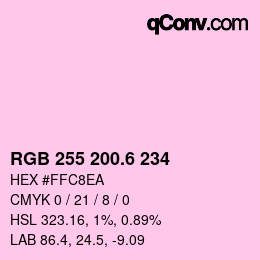 カラーコード: RGB 255 200.6 234 | qconv.com