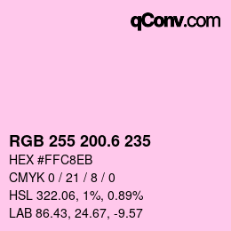 カラーコード: RGB 255 200.6 235 | qconv.com