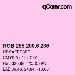 カラーコード: RGB 255 200.6 236 | qconv.com