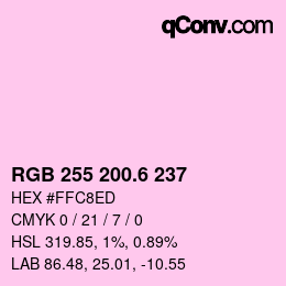 カラーコード: RGB 255 200.6 237 | qconv.com