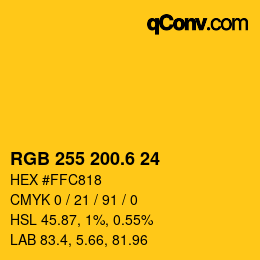 カラーコード: RGB 255 200.6 24 | qconv.com