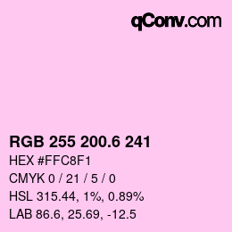 カラーコード: RGB 255 200.6 241 | qconv.com