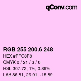 カラーコード: RGB 255 200.6 248 | qconv.com