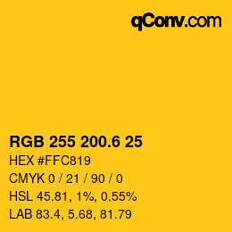 カラーコード: RGB 255 200.6 25 | qconv.com