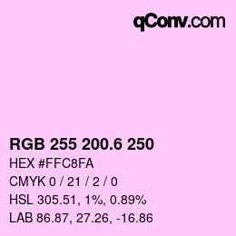 カラーコード: RGB 255 200.6 250 | qconv.com