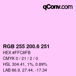 カラーコード: RGB 255 200.6 251 | qconv.com