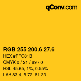 カラーコード: RGB 255 200.6 27.6 | qconv.com