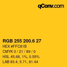 カラーコード: RGB 255 200.6 27 | qconv.com