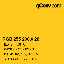 カラーコード: RGB 255 200.6 28 | qconv.com