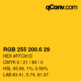 カラーコード: RGB 255 200.6 29 | qconv.com