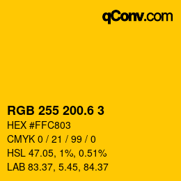 カラーコード: RGB 255 200.6 3 | qconv.com