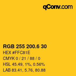 カラーコード: RGB 255 200.6 30 | qconv.com
