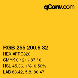 カラーコード: RGB 255 200.6 32 | qconv.com