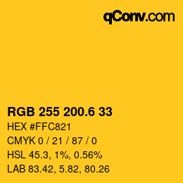 カラーコード: RGB 255 200.6 33 | qconv.com