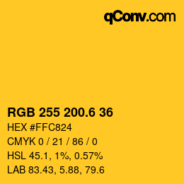 カラーコード: RGB 255 200.6 36 | qconv.com
