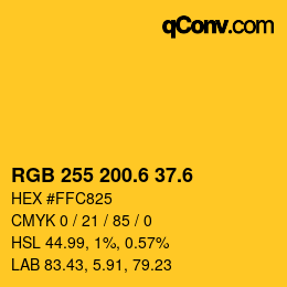 カラーコード: RGB 255 200.6 37.6 | qconv.com