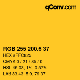 カラーコード: RGB 255 200.6 37 | qconv.com
