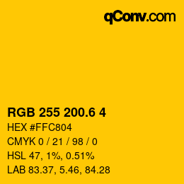 カラーコード: RGB 255 200.6 4 | qconv.com