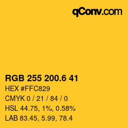 カラーコード: RGB 255 200.6 41 | qconv.com