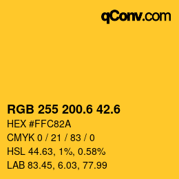 カラーコード: RGB 255 200.6 42.6 | qconv.com