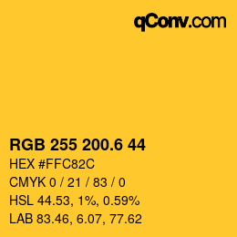 カラーコード: RGB 255 200.6 44 | qconv.com