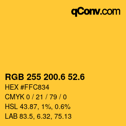 カラーコード: RGB 255 200.6 52.6 | qconv.com