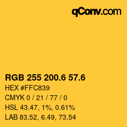 カラーコード: RGB 255 200.6 57.6 | qconv.com